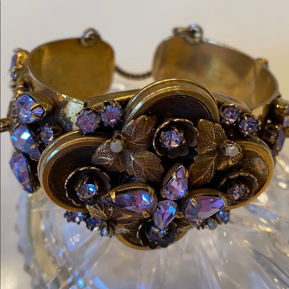 Vintage gold cuff with chain bracelet - Picture 5 of 7